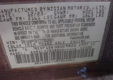 2024 Nissan Sentra Sv Xtronic Cvt from USA, damaged, VIN 3N1AB8CV1RY263561